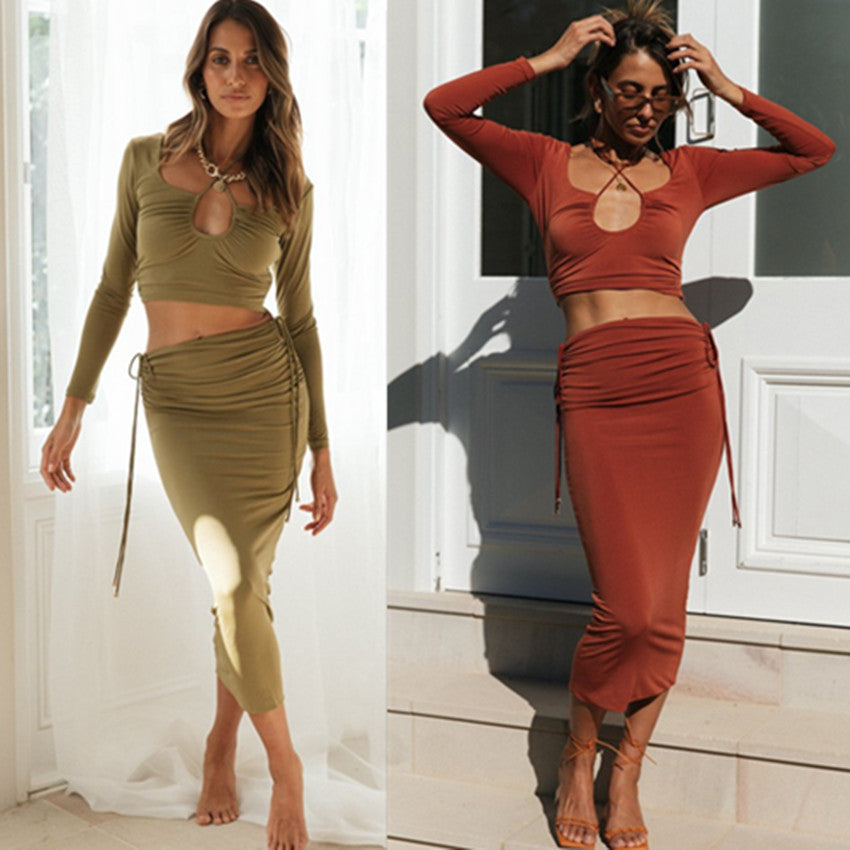 Damen Zweiteiliges Set Raffinierte Schnürdetails Figurbetonter Look - Eveloria