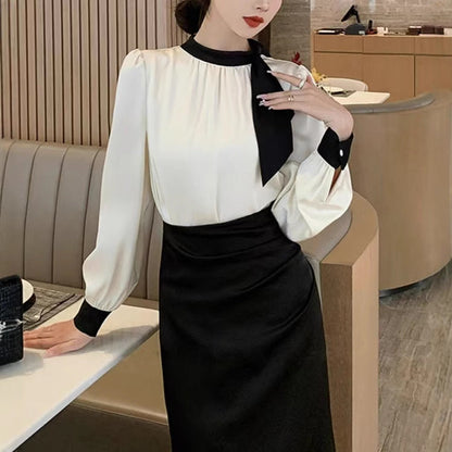 Damen Wickelkleid Rüschen Knotendetail Elegant Schwarz Eveloria - Eveloria