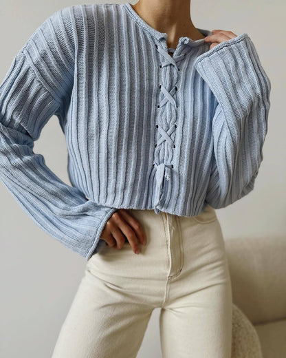 Damen Strickpullover Locker Zopfdesign Eveloria