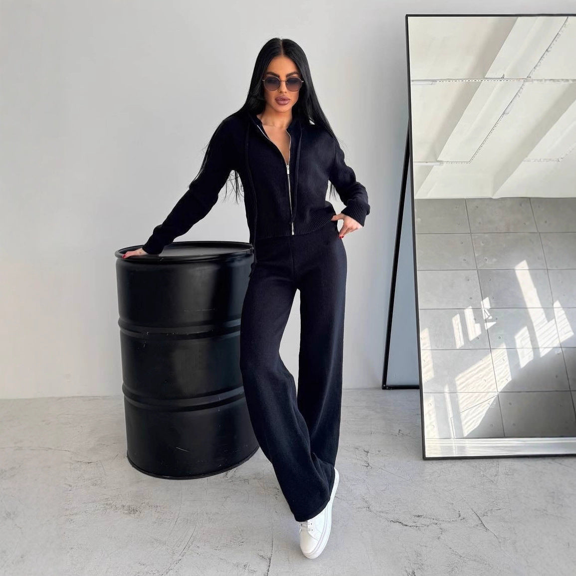 Damen Fleece-Jumpsuit mit Kapuze und Reißverschluss Bequem
