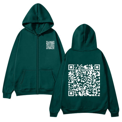 Damen Kapuzenjacke Weiches Fleece QR-Code-Design Eveloria