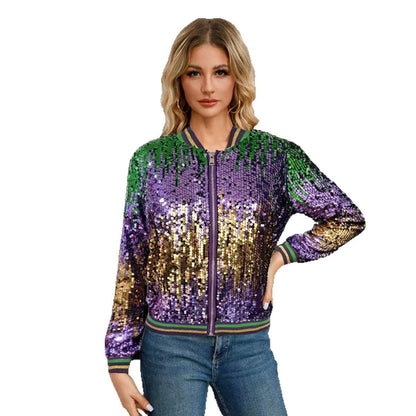 Damen Bomberjacke Glitzernd mit Pailletten