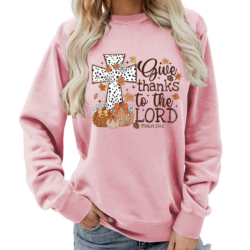 Damen Sweatshirt Kreuz-Aufdruck Herbstlich Braun Eveloria
