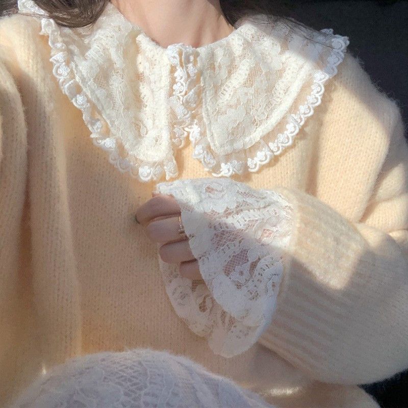 Damen Oversized Pulli Weiches Material Beige