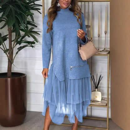 Damen Hoodie-Kleid mit Tüll-Effekt