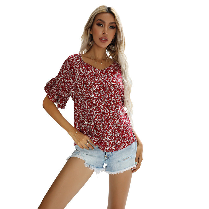 Damen Bluse Floralmuster Lässiger Schnitt Eveloria