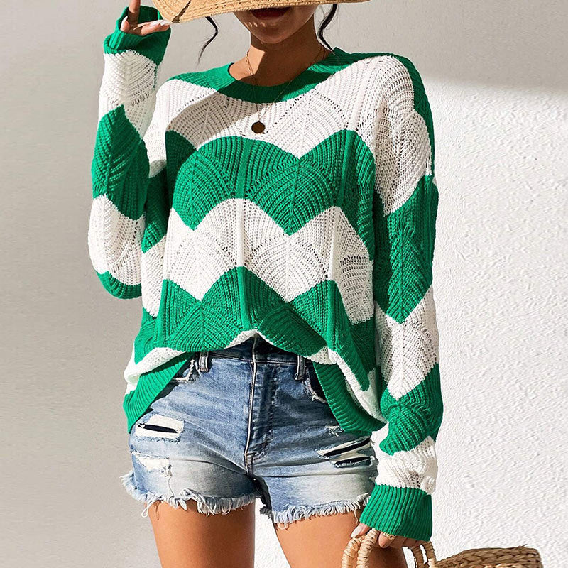 Damen Strickpullover Gewellt Weit Schnitt Eveloria