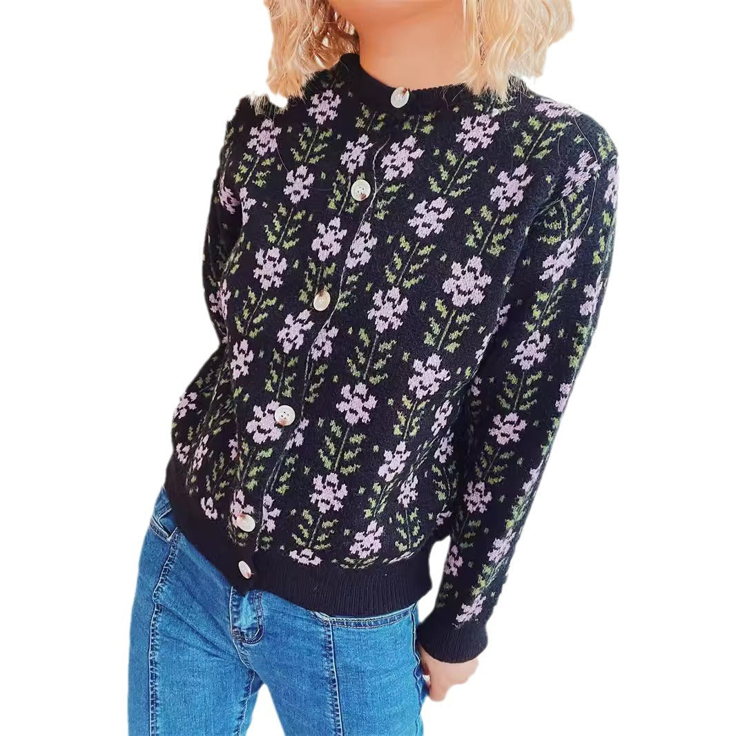 Damen Strickjacke Floralmuster Kuschelig
