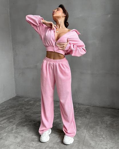 Damen Loungewear-Set Kapuze Weite Passform Eveloria