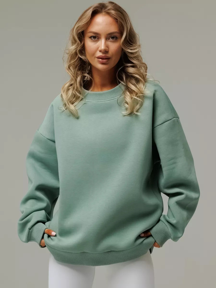Damen Sweatshirt Weiches Innenfutter Breite Schultern Grau