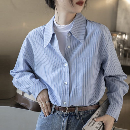 Damen Bluse Lässig Streifenoptik Eveloria - Eveloria