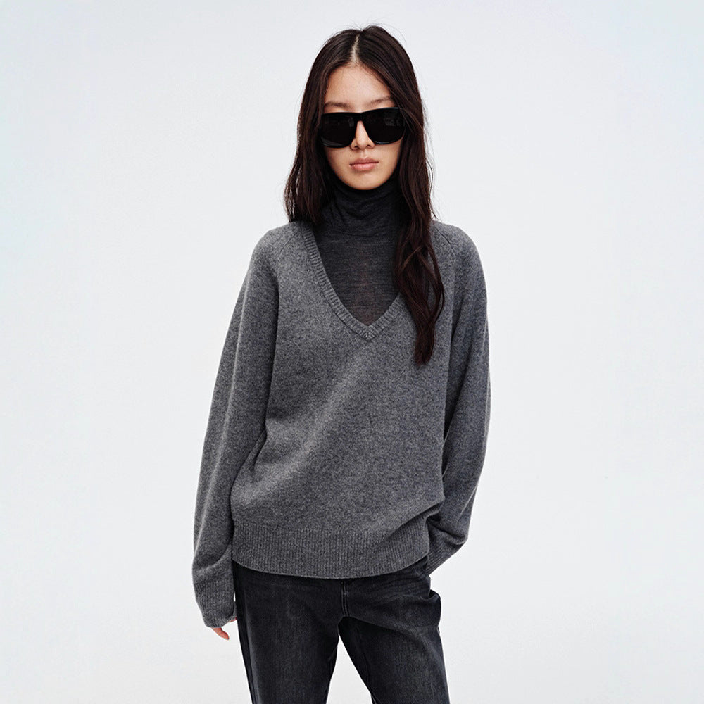 Damen Pullover V-Ausschnitt Kuschelig Grün Eveloria - Eveloria