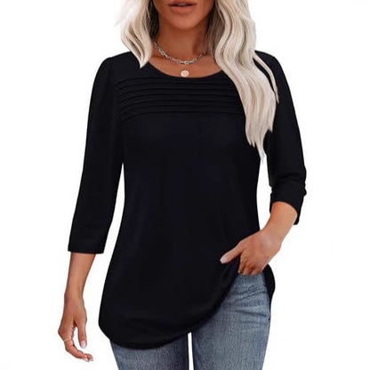 Damen Langarmshirt Plissee-Details Eveloria