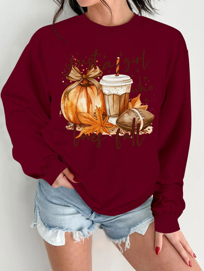 Damen Sweatshirt Herbstmotiv Baumwolle Inspirierender Druck Beige