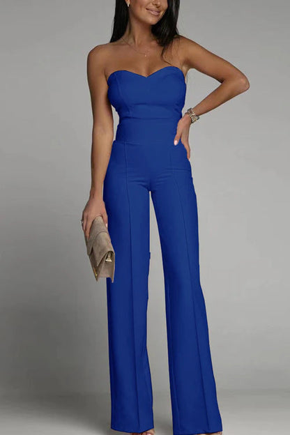 Damen Jumpsuit Schulterfrei Weites Bein Eveloria