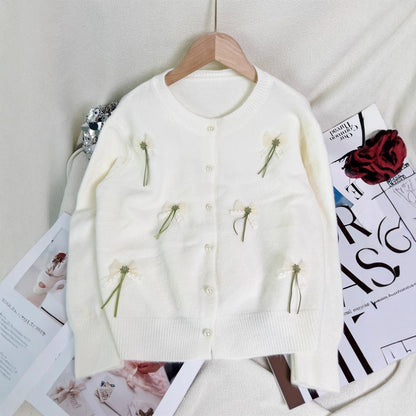 Damen Strickjacke mit Schleifen-Applikationen Eveloria