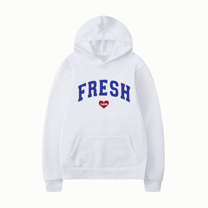 Damen Kapuzenpullover Weiches Fleece Verspielter Schriftzug Grau