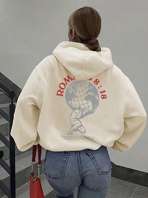 Damen Kapuzenpullover Weltmotiv Druck Eveloria