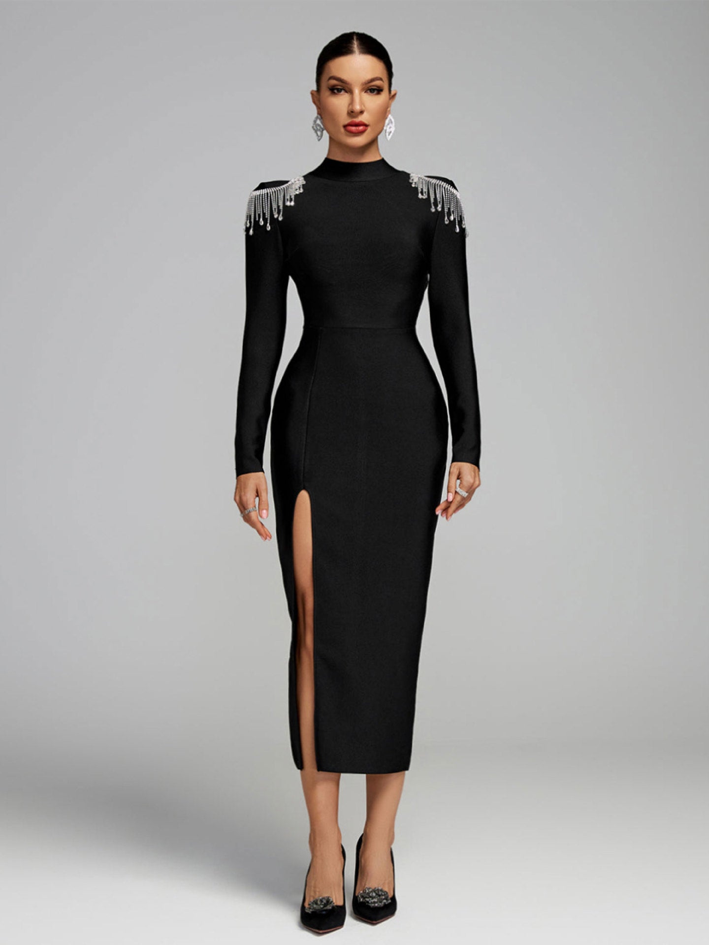 Damen Abendkleid mit Schulterdetails und figurbetontem Schnitt