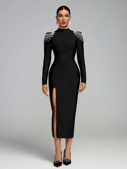 Damen Abendkleid mit Schulterdetails und figurbetontem Schnitt