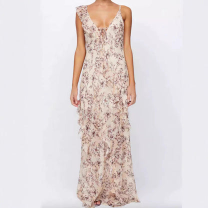 Damen Maxikleid Floral Print Sommer