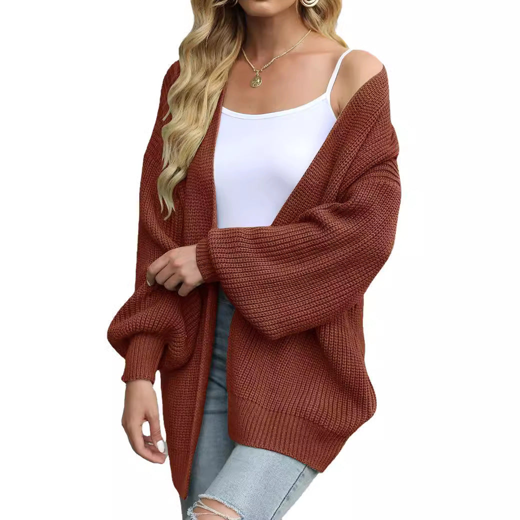 Damen Grobstrickjacke Lässiger Schnitt Überschnittene Schultern