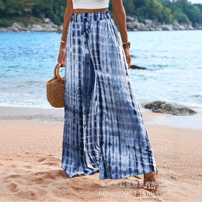 Damen Sommerhose Weit Elastischer Bund Batikmuster - Eveloria