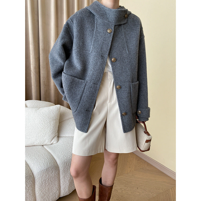 Damen Fleecejacke Oversized Große Taschen Schwarz Eveloria - Eveloria