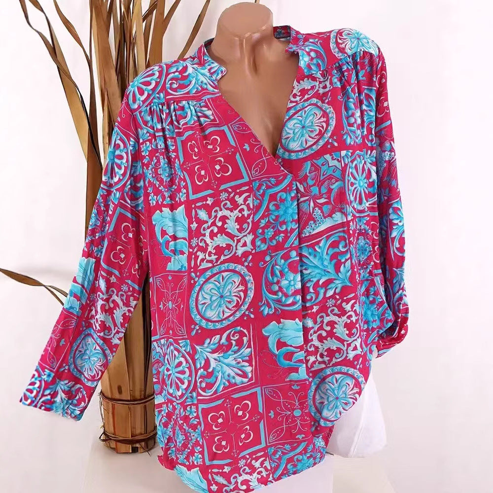 Damen Bluse Floralmuster Lässiger Schnitt