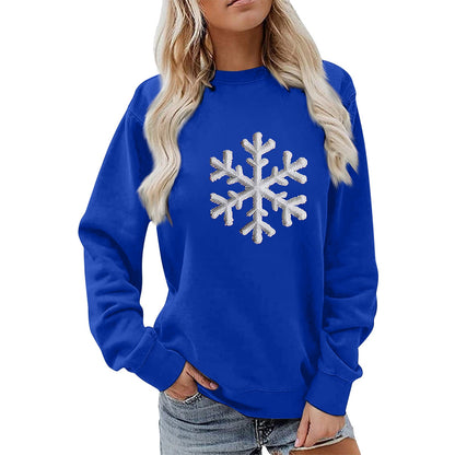 Damen Sweatshirt Schneeflockenmotiv Lässig Grau Eveloria