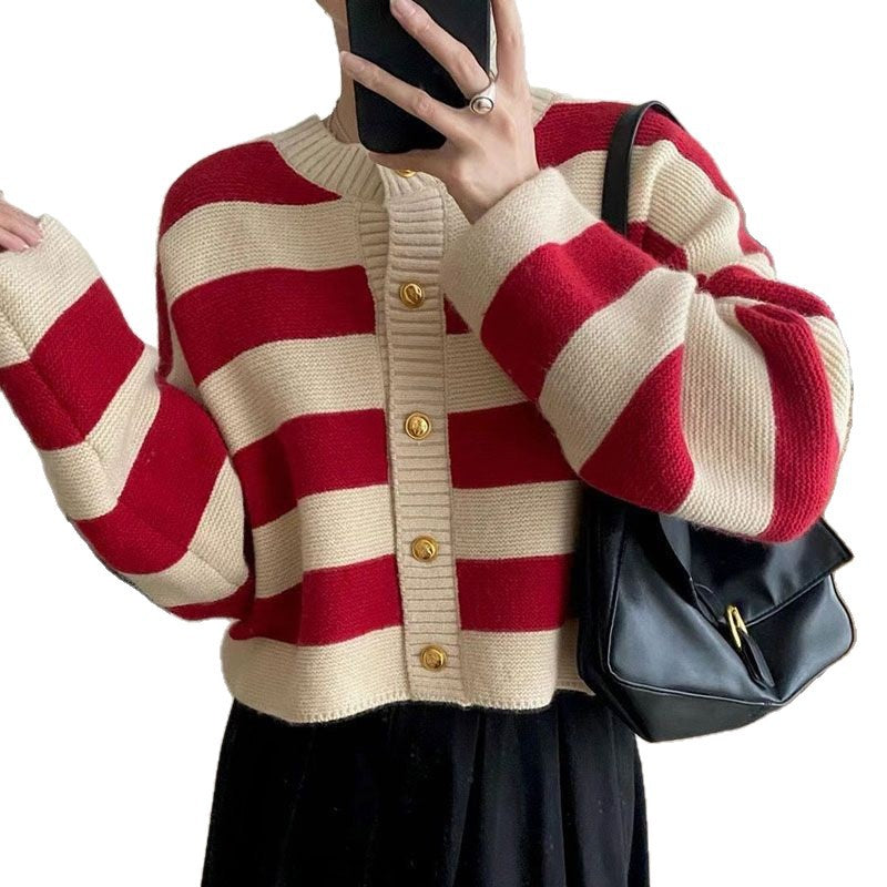 Damen Oversize Strickpullover mit Knöpfen