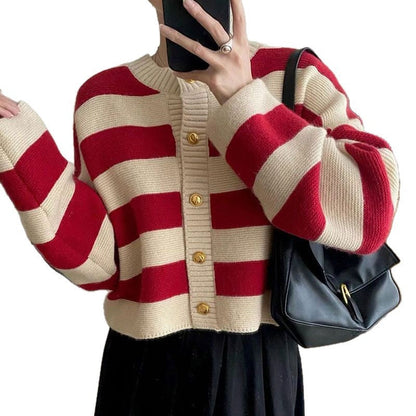 Damen Oversize Strickpullover mit Knöpfen