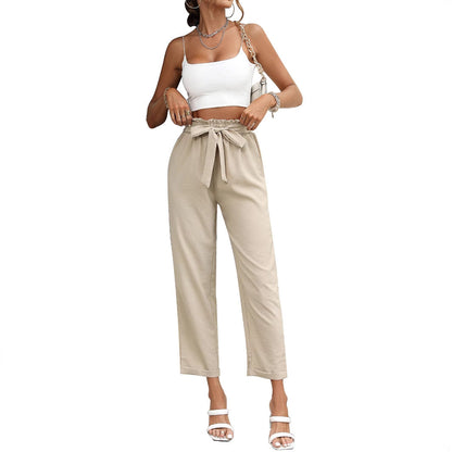 Damen Hose Locker Sitz Atmungsaktives Material mit Taillenbindung
