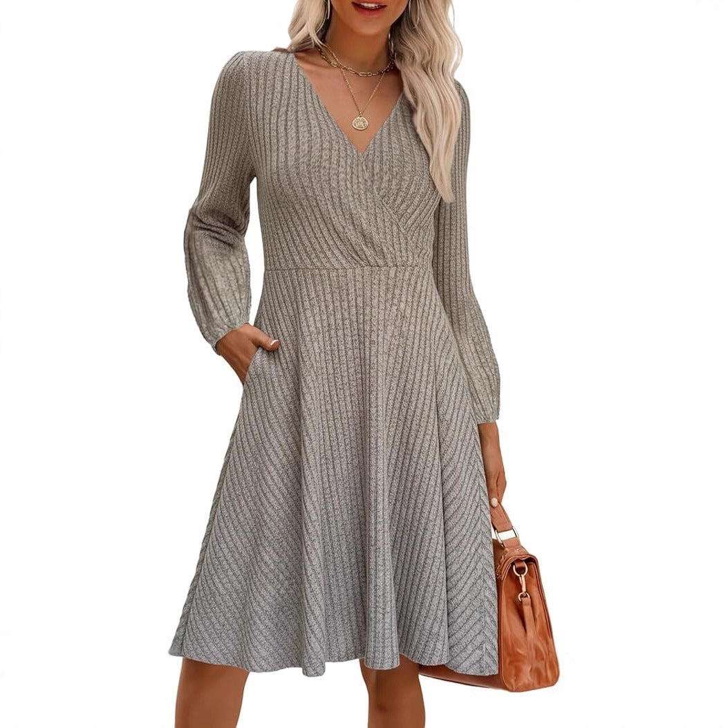 Damen Minikleid Viskose Strukturiert Voluminöse Ärmel Eveloria