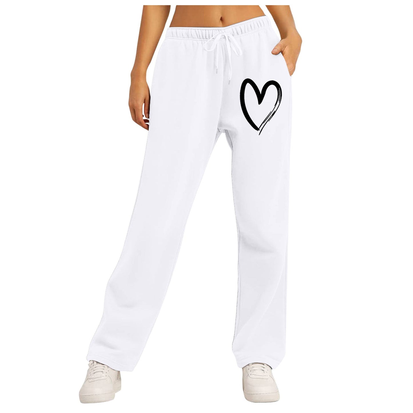 Damen Freizeithose Elastischer Bund Herzmotiv Eveloria