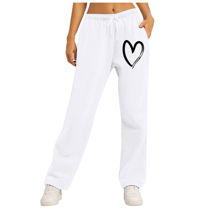 Damen Freizeithose Elastischer Bund Herzmotiv Eveloria