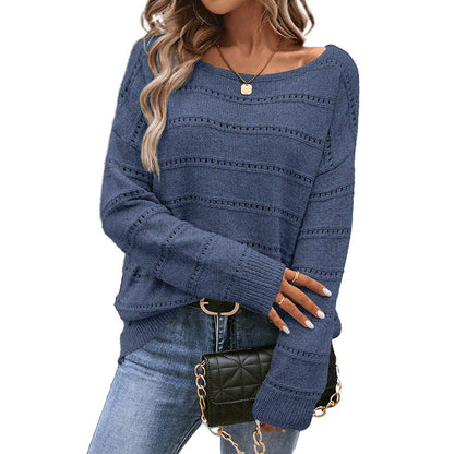 Damen Strickpullover Luftig Weit Geschnitten Eveloria