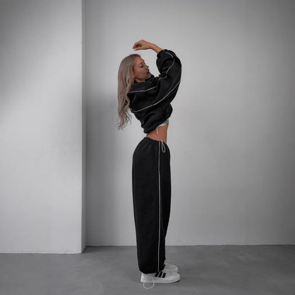 Damen Kapuzenpullover Sportlich Hoher Kragen Weite Ärmel Eveloria