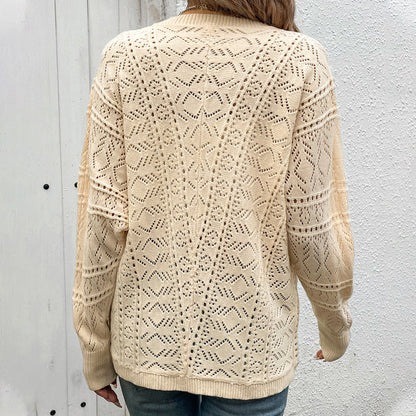 Damen Strickjacke Spitzenmuster Eveloria