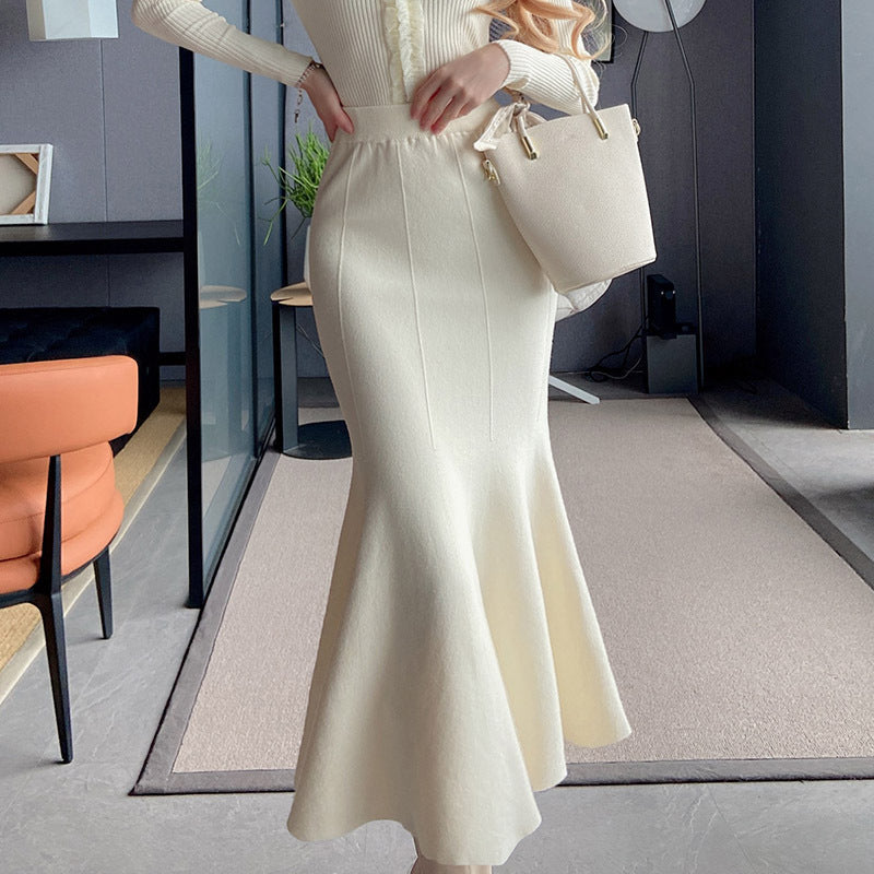 Damen Strickrock Midi Elegant Fein