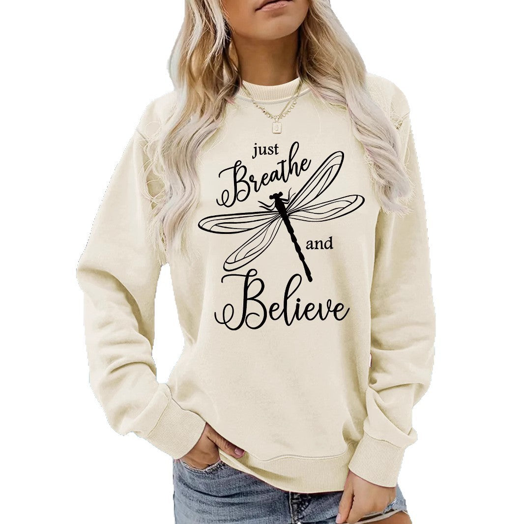 Damen Sweatshirt Drachenfliegen-Motiv Lässiger Schnitt Eveloria