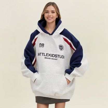 Damen Oversized Hoodie mit Grafiken Bequem Grau Eveloria