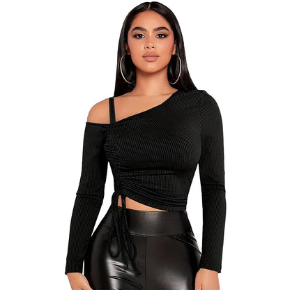 Damen Crop- Asymmetrisch Rüschen Eveloria