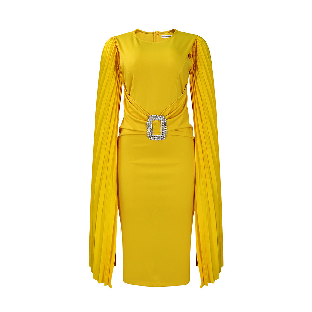 Eveloria Damen Abendkleid Figurbetont Rüschen Glitzer Gürtel