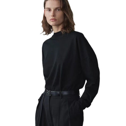 Damen Langarmshirt Hochgeschlossener Stehkragen Eveloria