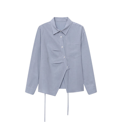 Damen Hemdbluse Lässig Dekorativer Knoten Feine Textur