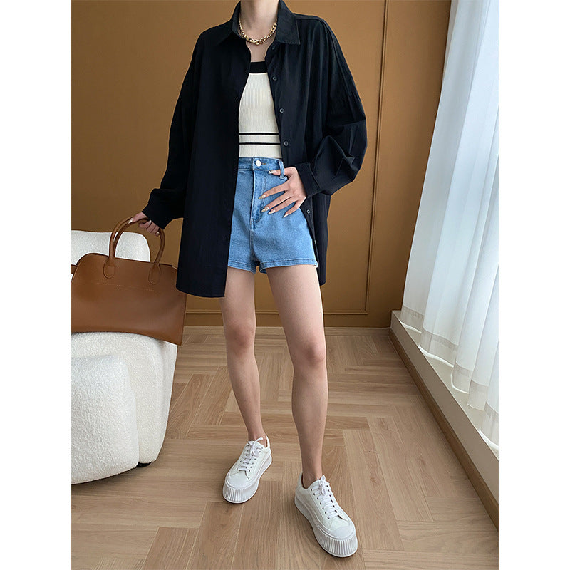 Damen Maxirock Denim Lässiger Schnitt
