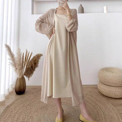Damen Maxikleid Leichtes Kimono-Overlay Eveloria