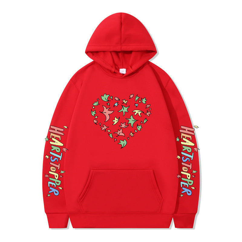 Damen Kapuzenpullover Herz- und Blattmotiv Eveloria
