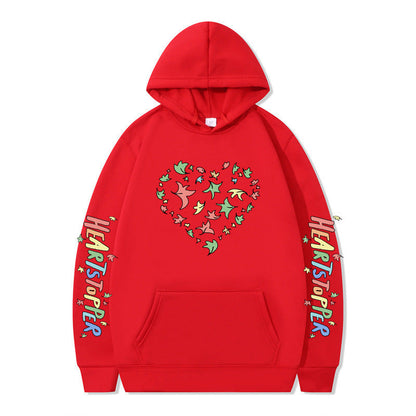 Damen Kapuzenpullover Herz- und Blattmotiv Eveloria